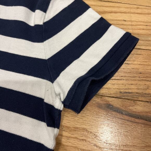 Polo Ralph Lauren The Mesh Mini Dress Women’s Large White Navy Striped Preppy - Picture 3 of 10